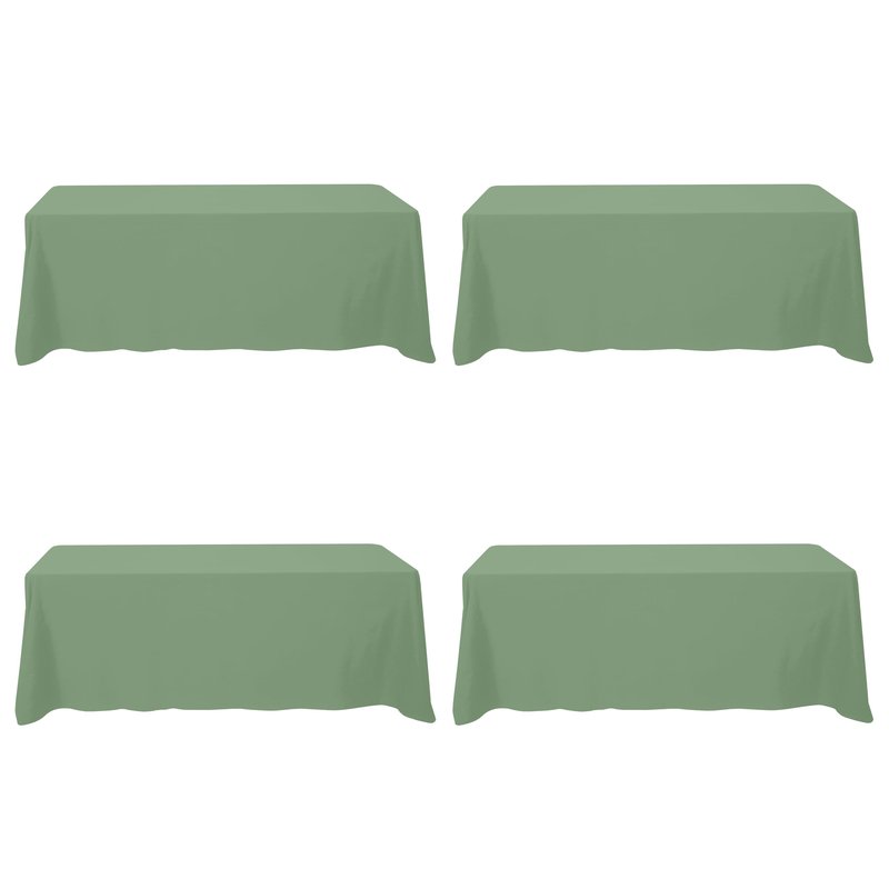 BRILLMAX 4 Pack Sage Green Tablecloths 90 x 156 Inch for 8ft Rectangle Tables - 150 GSM Polyester Fabric, Floor Length Drop, Water, Stain & Wrinkle Resistant Cloth Cover for Wedding Reception Banquet