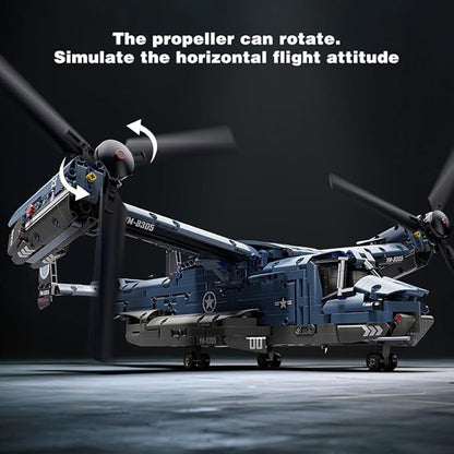 Military Helicopter Building Blocks SetFighter Jet Model ToysV-22 Osprey Army Airplane Kits with Ratoting PropellerSTEM Christmas Xmas Birthday Gifts for Adult Boys Teens 8-14 14+(1486PCS)
