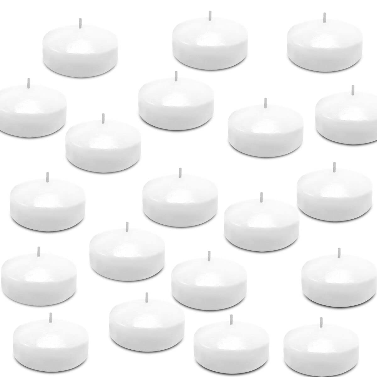 50 Pack Floating Candles, 2'' White Unscented Dripless Wax Burning Candles, for Cylinder Vases, Weddings, Party and Holiday