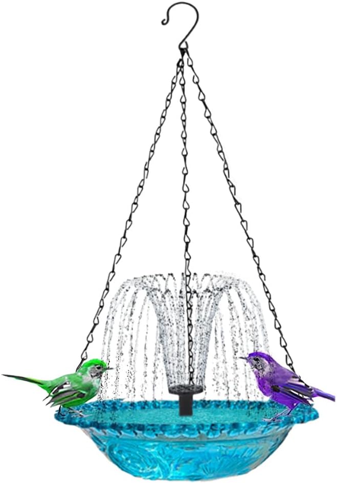 Solar Cascade Bird Bath Fountain - New 2026 Hanging Water Feature for Garden & Patio | Blue