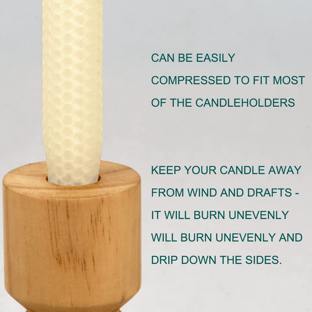 AGLARY 16PCS 9" Hand-Rolled Beeswax Taper Candles White, 100% Pure Natural Beeswax Candles for Home Decor, Yoga & Meditation (Unscented)