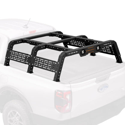 SanHima Adjustable Truck Bed Rack w/LED Lights - Overland Universal Bed Rack for Full-Size Trucks Without Factory Bed Rails/Tonneau Bed Cover