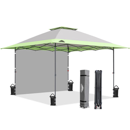 EAGLE PEAK 13x13 Pop up Canopy Tent w/One Wall, Instant Canopy Easy Set up Folding Shelter w/One Privacy Curtain, 169 Square Feet Sun Shade, Gray