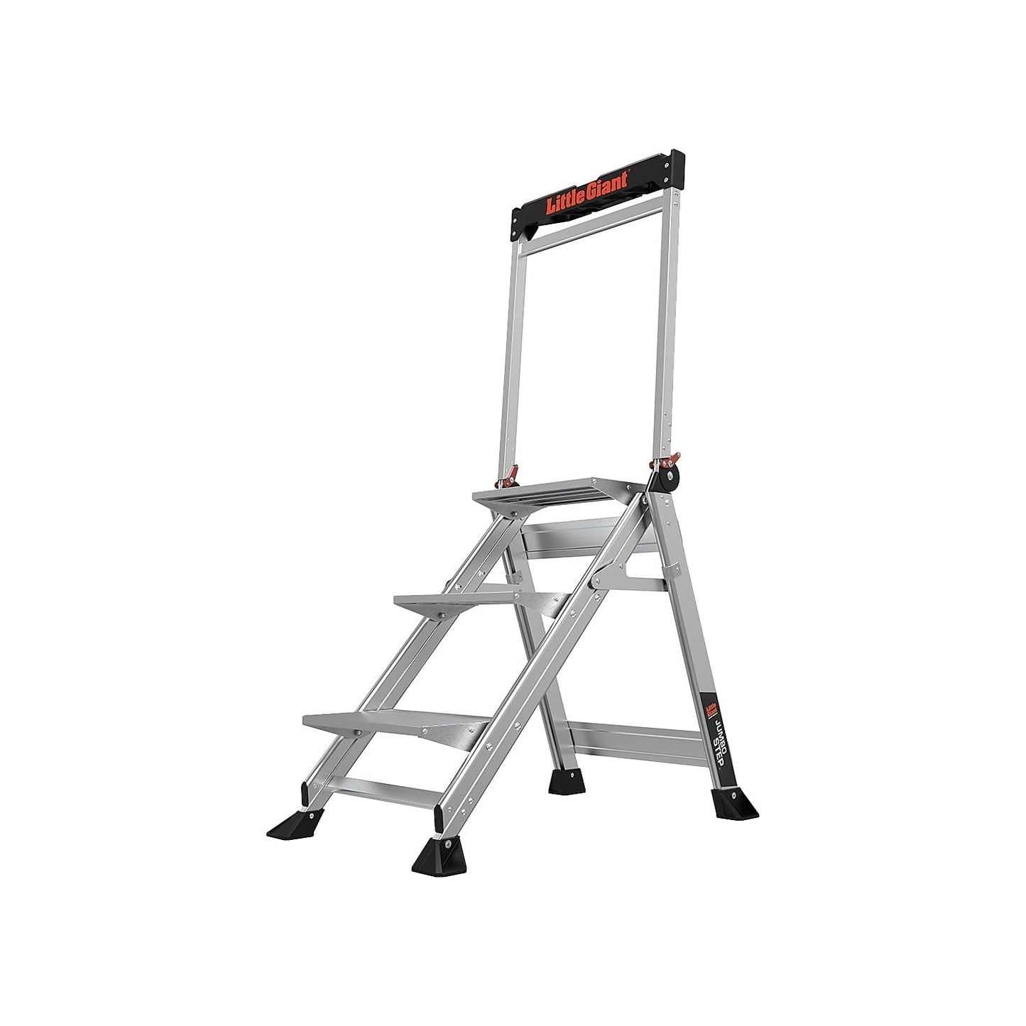 Little Giant Ladders Jumbo Step Stool with Handrail, 3-Step, Lightweight, Aluminum, 375 lb Load Capacity, Type 1AA, 8.7-Ft Reach Height, with Tool Tray, Platform Steps (11903)