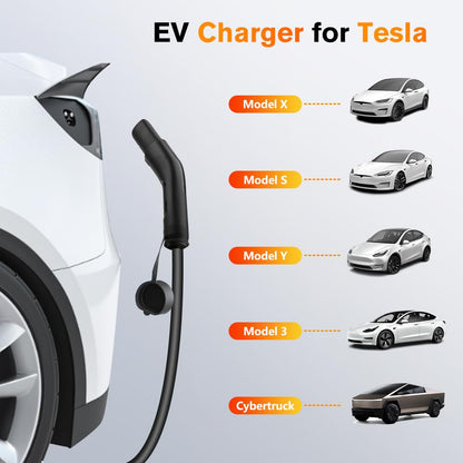 Junsun Portable Electric Car EV Charger Level 1/2 for Tesla 21ft Cable NEMA 14-50P 5-15P NACS Connector Compatible with Tesla Models X/Y/3/S