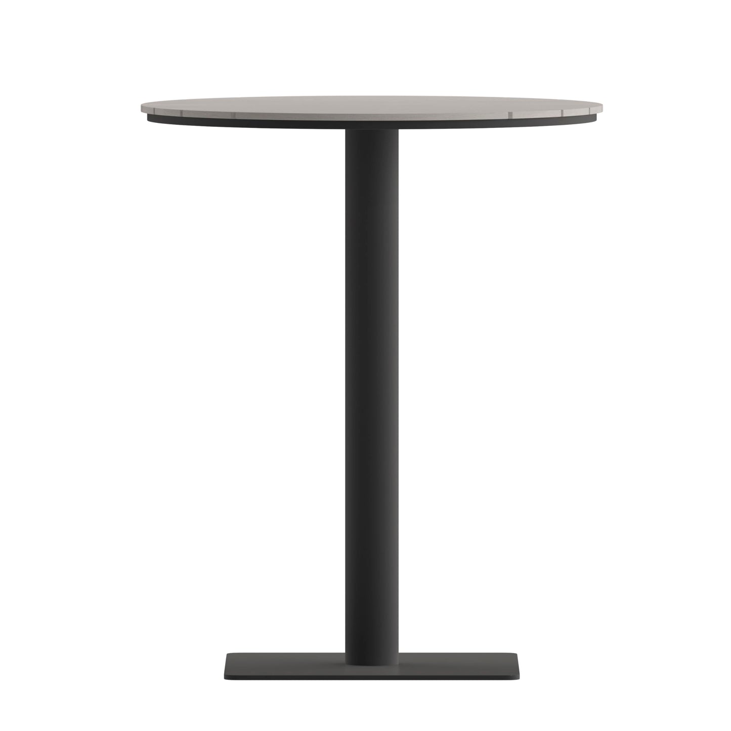 Flash Furniture Finch Commercial Grade Round 24" Table with Faux Teak Poly Slats and Steel Frame, Gray/Gray