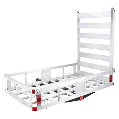 LOEZORA 500LB Hitch Cargo Carrier with Folding Ramp, 50 x 29.5 Inch Aluminum Cargo Basket, Heavy Duty Trailer Hitch Mounted Rack for 2" Receiver, SUV Truck Van