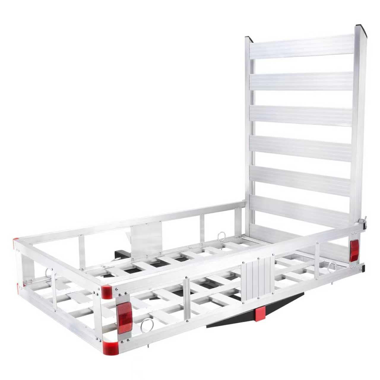 LOEZORA 500LB Hitch Cargo Carrier with Folding Ramp, 50 x 29.5 Inch Aluminum Cargo Basket, Heavy Duty Trailer Hitch Mounted Rack for 2" Receiver, SUV Truck Van