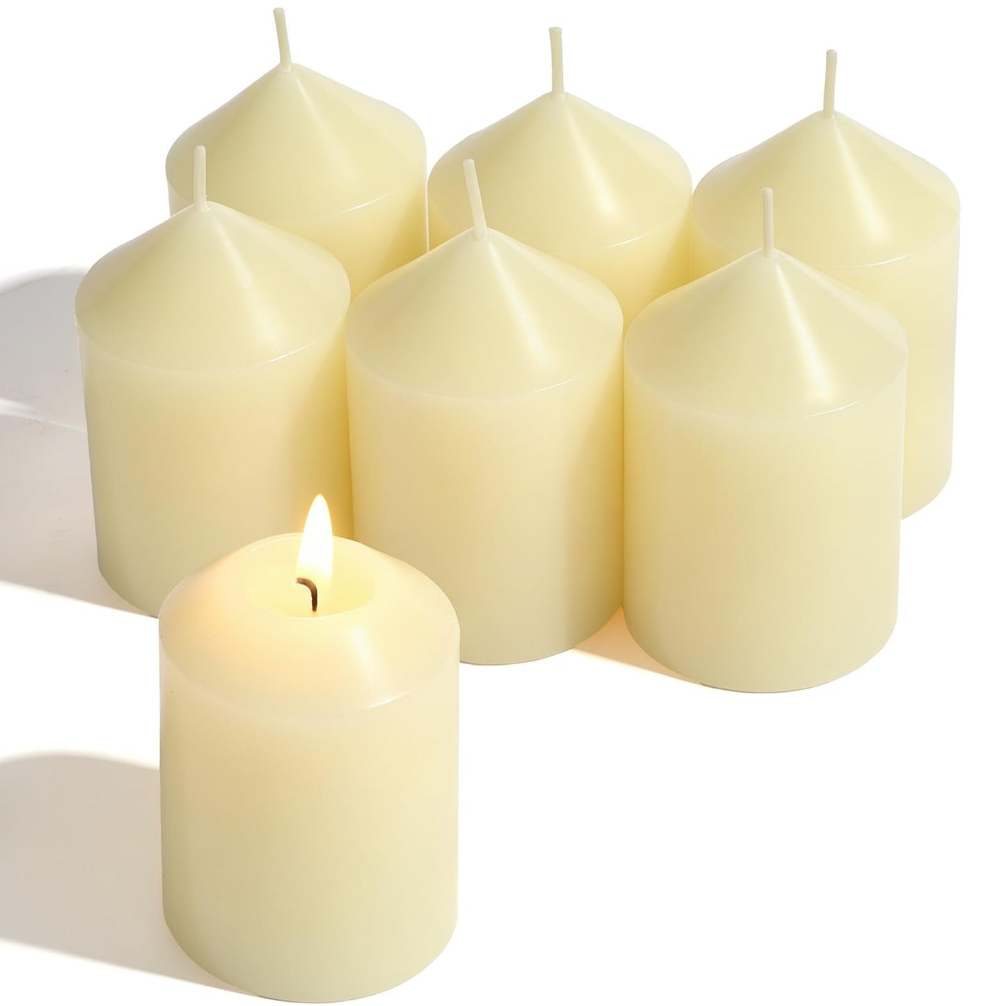 UGBEM Pillar Candles Ivory 2x3 Inch - 6 Pack Unscented Candles Bulk for Emergency Home Decor - Long Lasting Smokeless Dripless Household Candle for Wedding Table Centerpieces Dinner Party Decor
