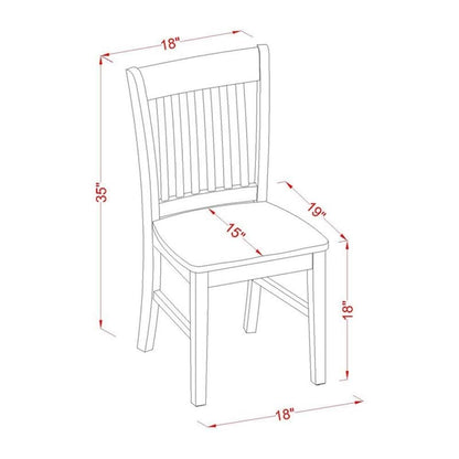 East West Furniture NFC-BLK-W Norfolk Dining Chairs - Slat Back Wood Seat Kitchen Chairs, Set of 2, Black