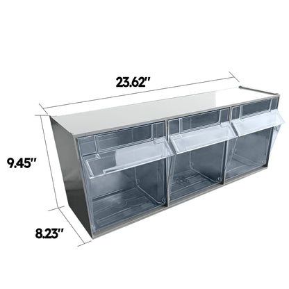 2-Pack Plastic Storage Cabinet with 9 Tilt Out Bins, Horizontal Organizer System for Home, Office & Garage, 23.6" x 3" x 2.7", Gray