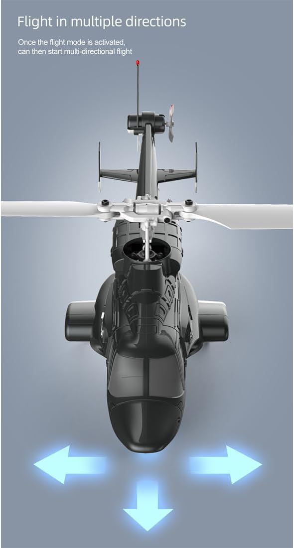 RC Helicopter Model A61 1/53 Scale Air-Wolf 2.4G 4CH Single Rotor RC Plane with Optical Flow Altitude Hold (RTF Version/Black and White)