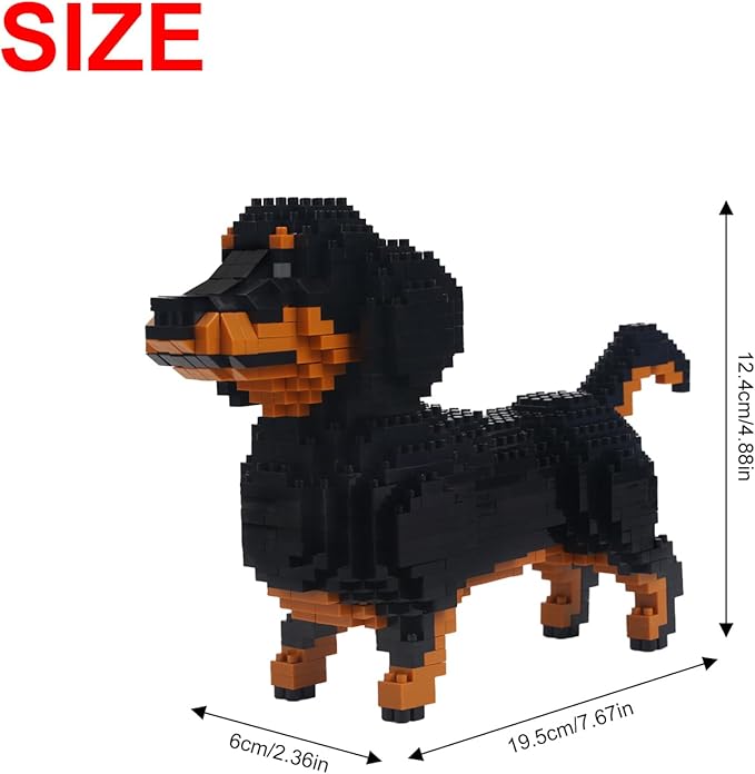 Larcele Micro Building Blocks Animal Set DIY Mini 3D Building Toy Bricks836 Pieces KLJM-05(Dachshund)