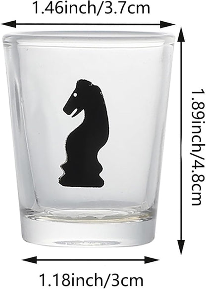 Shot Glass Chess Set – 13.78 Chess Board with 32 Mini 1.89 Shot Glass Pieces Fun Drinking Chess Game for Adults Party Game &amp Novelty Gift