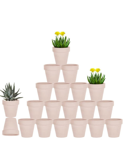 vensovo 3 Inch Pink Terra Cotta & Terracotta Pots with Drainage - 20 Pack Clay Flowerpots, Succulent Nursery Planter Great for Plants, Crafts, Wedding Favor
