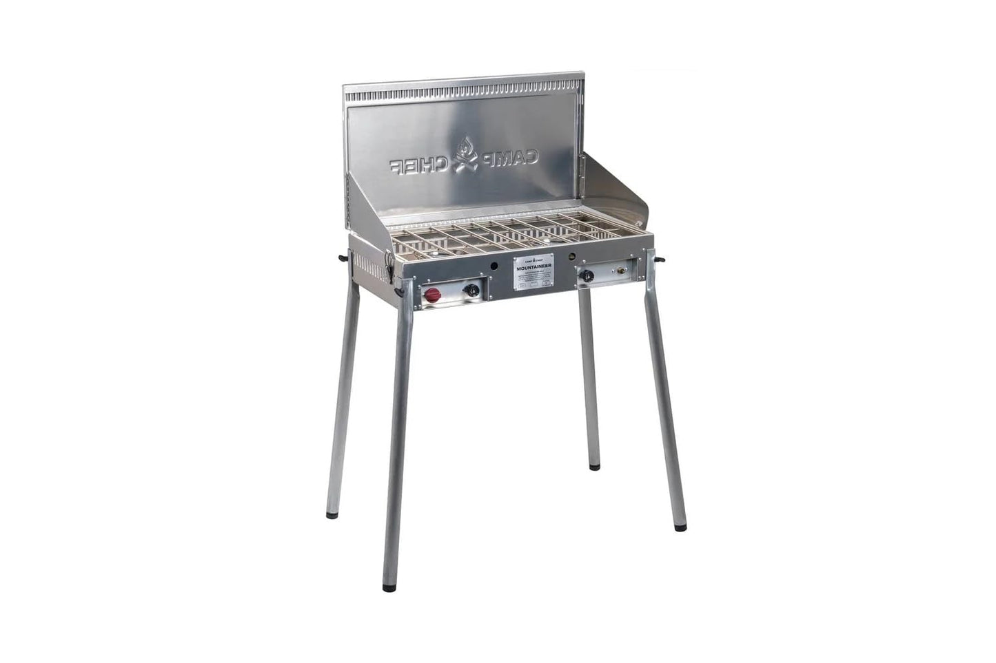 Camp Chef Mountaineer 2-Burner Camp Stove - Portable Aluminum Cooktop with 40,000 Total BTUs of Power, Wind Screen & Matchless Ignition