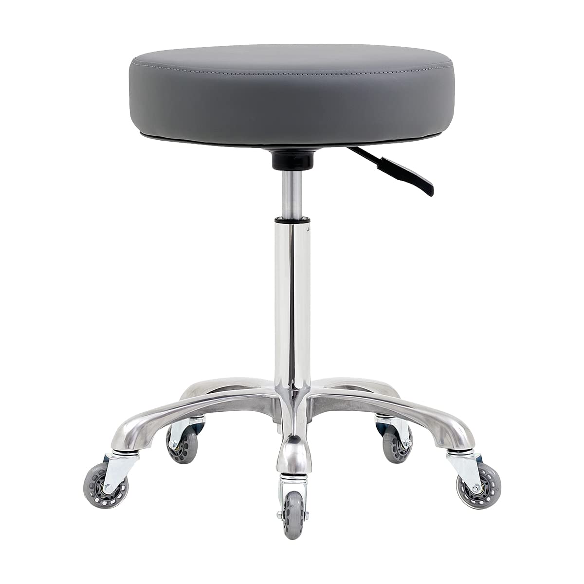 Ainilaily Rolling Stool with Wheels, Heavy Duty 400 lbs Stool for Shop Guitar Lab Tattoo Workbench Medical, Adjustable Swivel Chair (Grey)