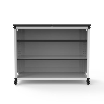 Classroom Basics MBSCB03 Modular Classroom Bookshelf, Wide Mobile Storage Cabinet with Adjustable Shelves, Steel Frame, 1.5" Swivel Casters with Locking Brakes, 36.5" W x 18.25" D x 29" H