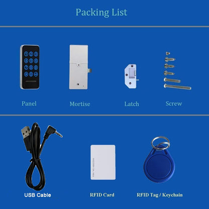 RFID Lock Electronic Cabinet Locks, Digital Touch Keypad, Password Entry and Card/FOB Entry, Keyless Door Knob