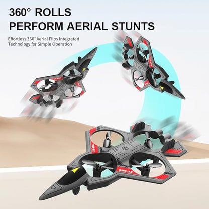 RC Planes with Light Remote Control Airplanes RC Airplane Fighter Jet 360° Flip Stunt Roll Drones for Men Remote Control Plane (White - Plastic)