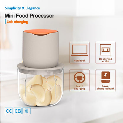 250ML Electric Garlic Chopper, Mini Portable Veggie Choppers, Garlic Grinder Masher Onion Chopper, Blender to Vegetable, Wireless Food Processor for Ginger, Chili, Fruit, Meat, etc