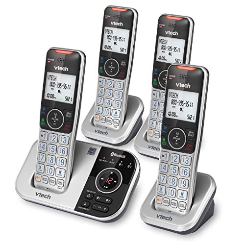 VTech VS112-4 Bluetooth 4 Handset Cordless Phone for Home with Answering Machine, Call Blocking, Caller ID, Intercom and Connect to Cell