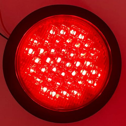 All Star Truck Parts 4in Round Red LED Brake Lights, 40 Diodes, Waterproof, Model ASA440R2, 2pcs, Rubber Grommet, 12V
