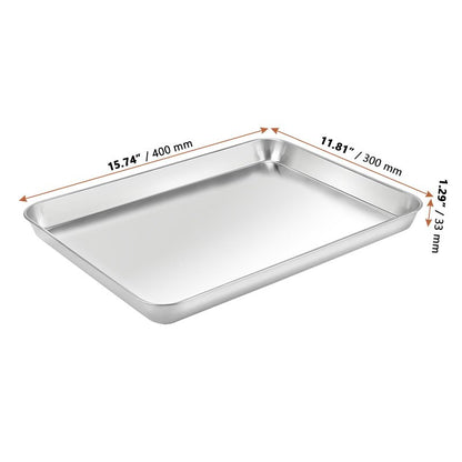 LEXININ Baking Sheet Set, 11.8 x 15.7 x 1 Inch, 8-Piece Stainless Steel Cookie Pan, Silver