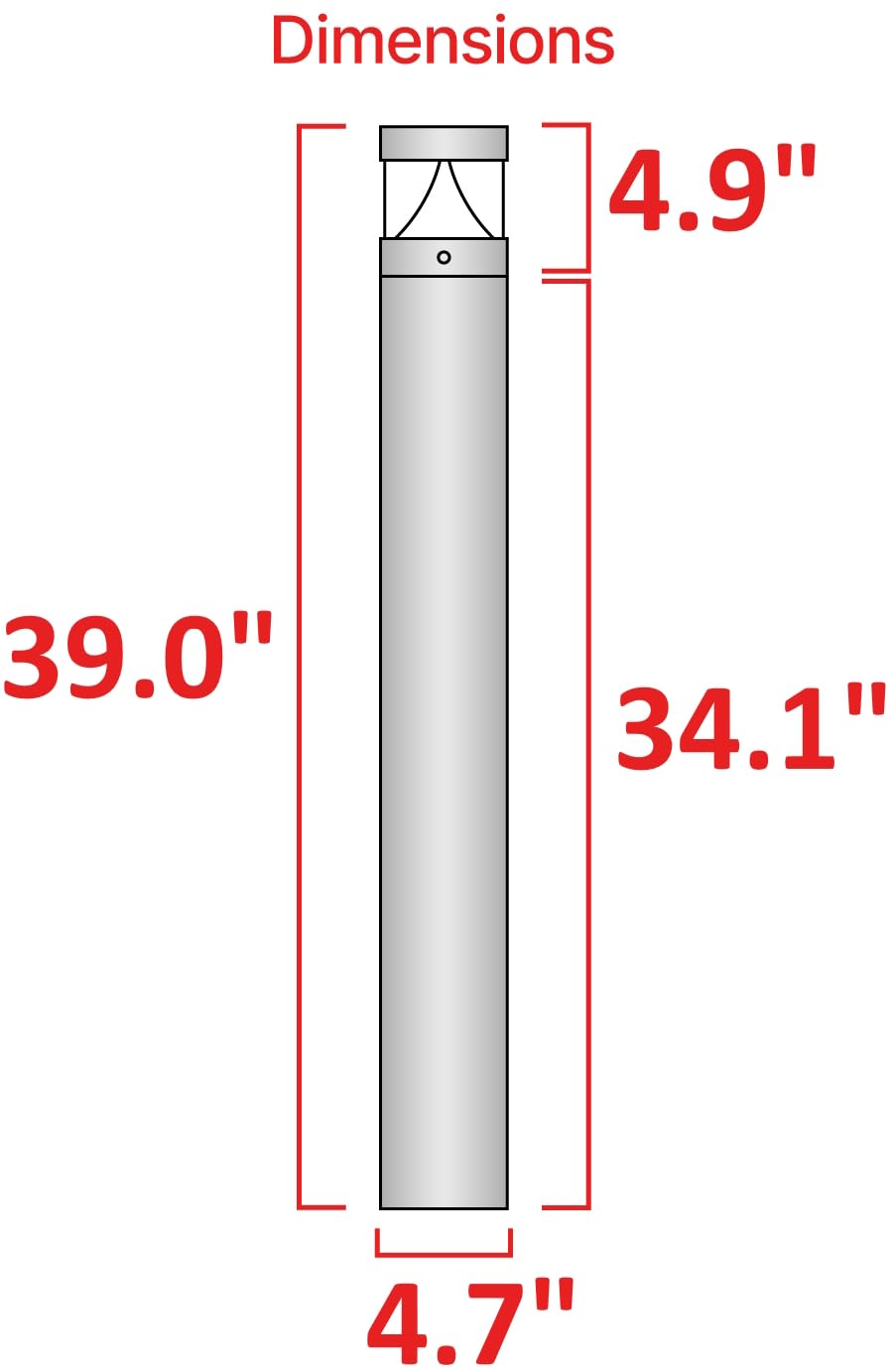Lighting Labs LED Bollard Landscape Light 4.7" Diameter, 10W, 39" Height, 3CCT 3000K/4000K/5000K, 120-277V Outdoor Pathway & Garden Light, IP65 Waterproof, for Driveways & Commercial Landscape