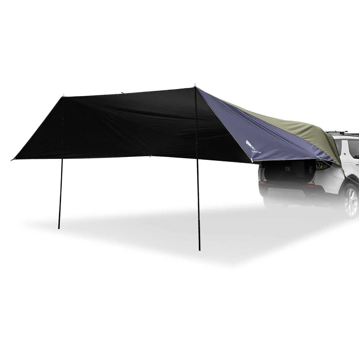 GEERTOP Large Car Awning Tarp Blackout Sun Shade Shelter for SUV Truck Tailgate Canopy Waterproof for Camping Beach Tailgating - Easy Setup with Poles