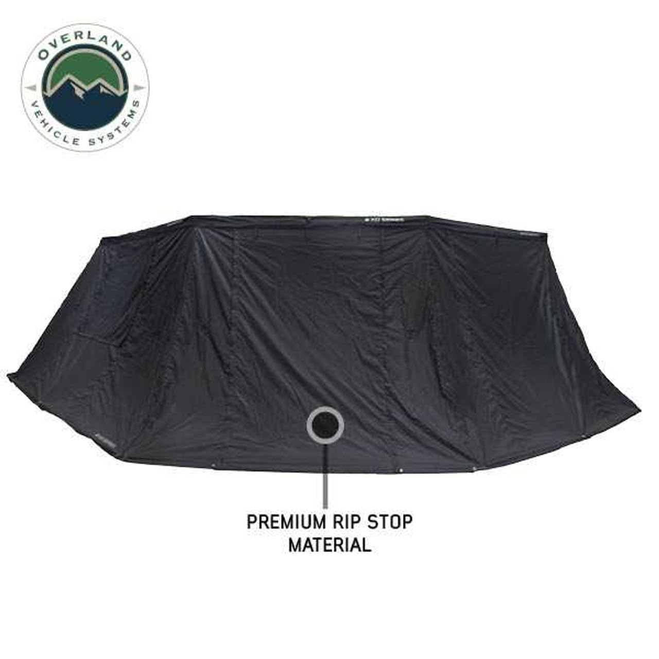 Overland Vehicle Systems - XD Nomadic 270 - Awning Wall 3 W/Black Out, Driver Side, Grey Hex, Black Trim W/Storage Bag