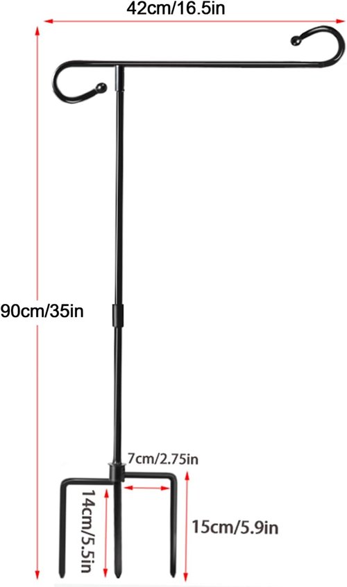 Garden Flag Holder Stand - Premium Weather-Proof Metal Flagpole with Clip | 3-Prong Base for Outdoor Decor