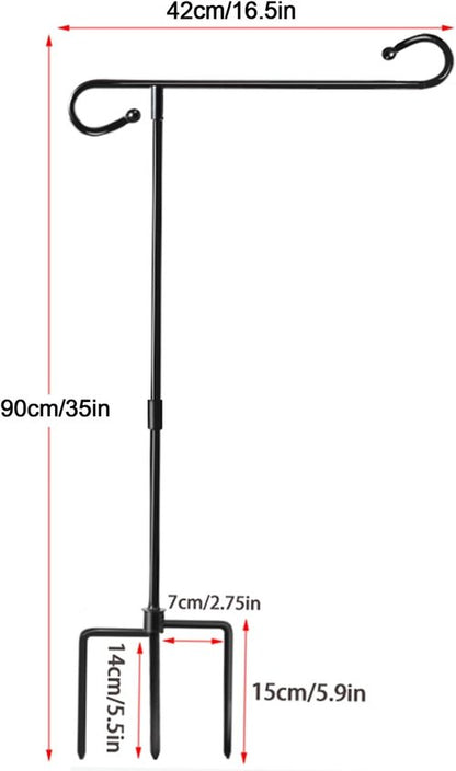 Garden Flag Holder Stand - Premium Weather-Proof Metal Flagpole with Clip | 3-Prong Base for Outdoor Decor