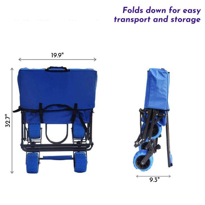 Impact Canopy Folding Collapsible Utility Wagon, Extra-Large Wagon with All-Terrain Wheels, Royal Blue