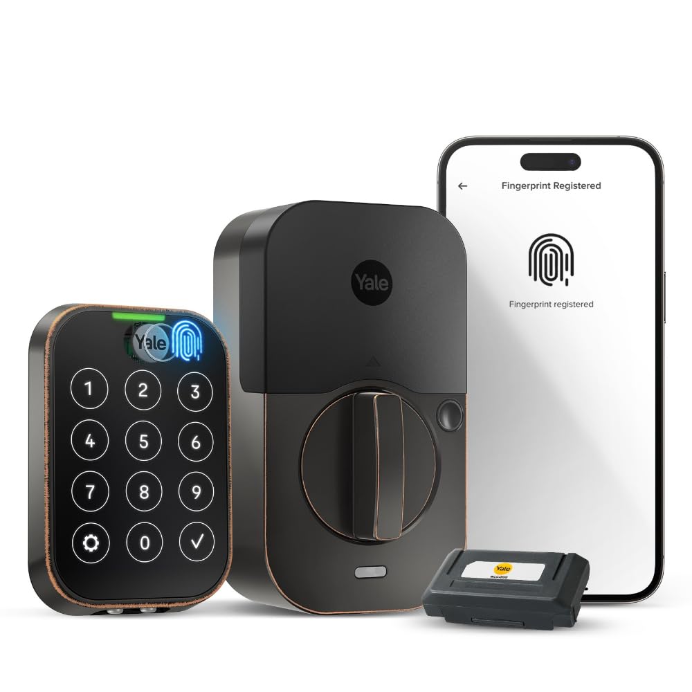 Yale Assure Lock 2 Touch Deadbolt, Black Suede Key-Free Smart Entry Door Lock with Wi-Fi Connected Touchscreen Keypad and Fingerprint Scanner for Code Entry and Remote Access, YRD450-F-WF1-BSP