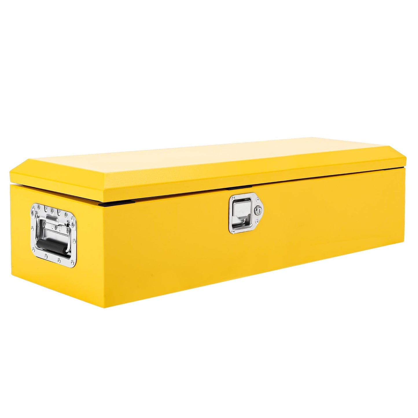 Heavy Duty Steel Truck Bed Tool Box, Powder-Coated Diamond Plate Storage Chest with Side Handle & Lock, Durable Metal Toolbox Organizer for Pickup, RV, Trailer, Mechanic or Workshop - 39X13X10 in