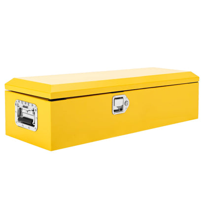 Heavy Duty Steel Truck Bed Tool Box, Powder-Coated Diamond Plate Storage Chest with Side Handle & Lock, Durable Metal Toolbox Organizer for Pickup, RV, Trailer, Mechanic or Workshop - 39X13X10 in