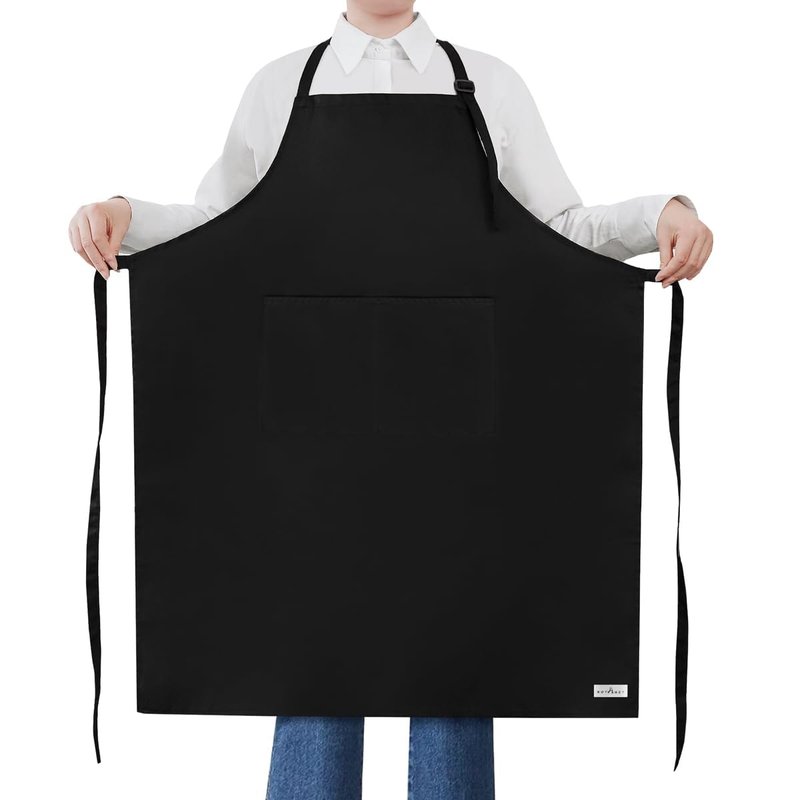 ROTANET Extra Large Apron for Men Adjustable Bib Aprons with 2 Pockets Cooking Kitchen Bbq Grilling Big for Women Chef Water & Oil Resistant Black 2 Pack