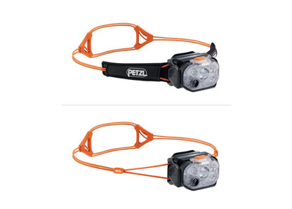 PETZL Swift RL Headlamp - Lightweight & Rechargeable 1200 Lumen Headlamp - Black/Orange