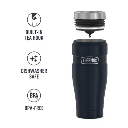 THERMOS Stainless King Travel Tumbler, 16 Ounce, Vacuum-Insulated | Midnight Blue | Pack of 4