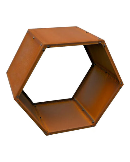 RUIJIU Firewood Log Rack Heavy-Duty, Corten Steel Firewood Rack with Hexagon Design, Fire Log Stacker for Wood Storage, Wood Holder for Outdoor Indoor