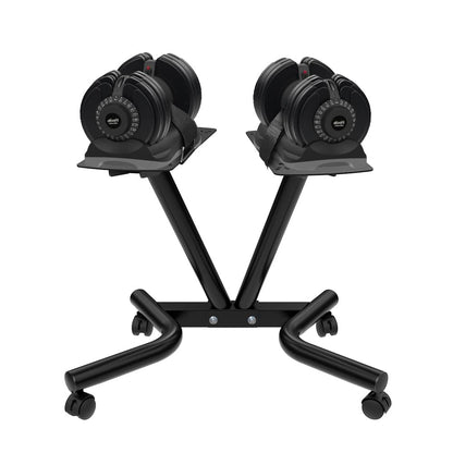 ATIVAFIT Adjustable Dumbbell Stand for Home Gym, Heavy Duty Dumbbell Rack with Adjustable Safety Strap, Space Saving Weight Stand with Wheels, Ergonomic Storage Rack Supports Up to 220 LB