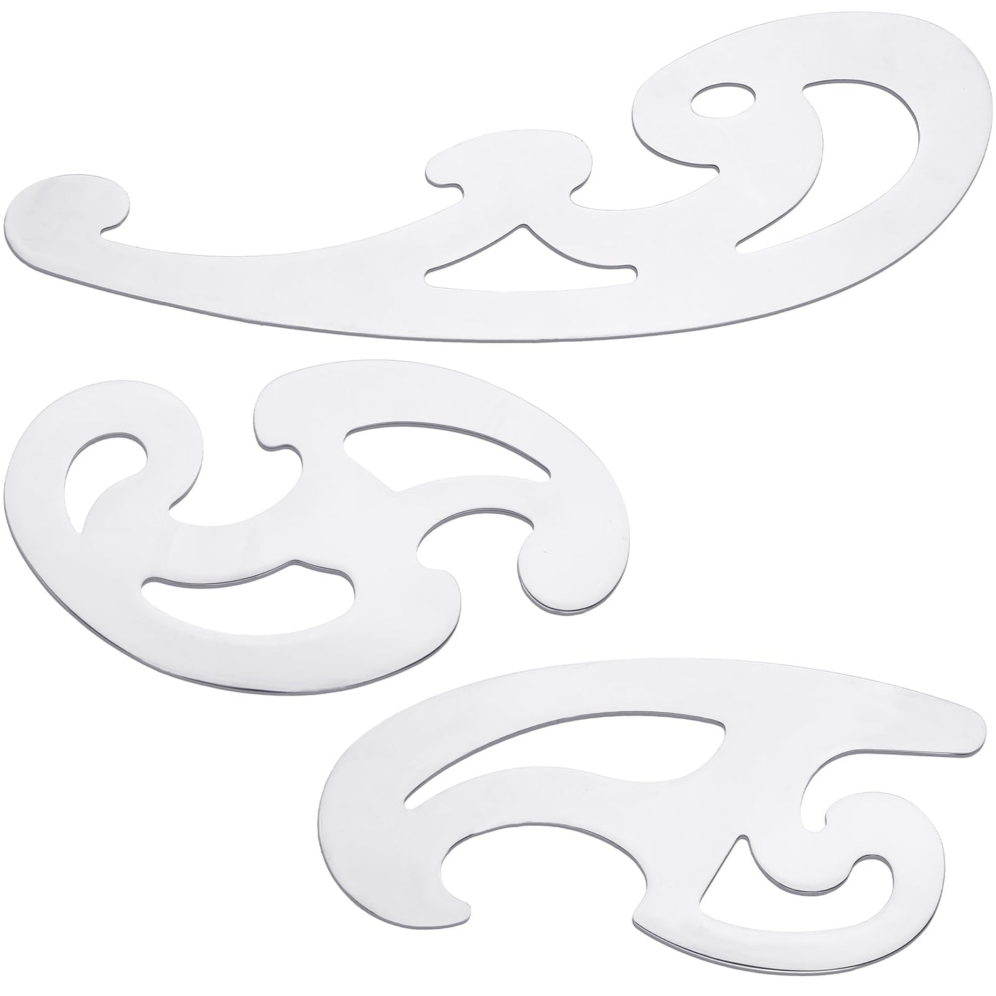 Fulmoon 3 Pcs Stainless Steel French Curve Ruler for Sewing Tools Metal Drafting Stencils Reusable Drafting Templates Drawing Ruler for Leather Craft Professional Drawing Rulers