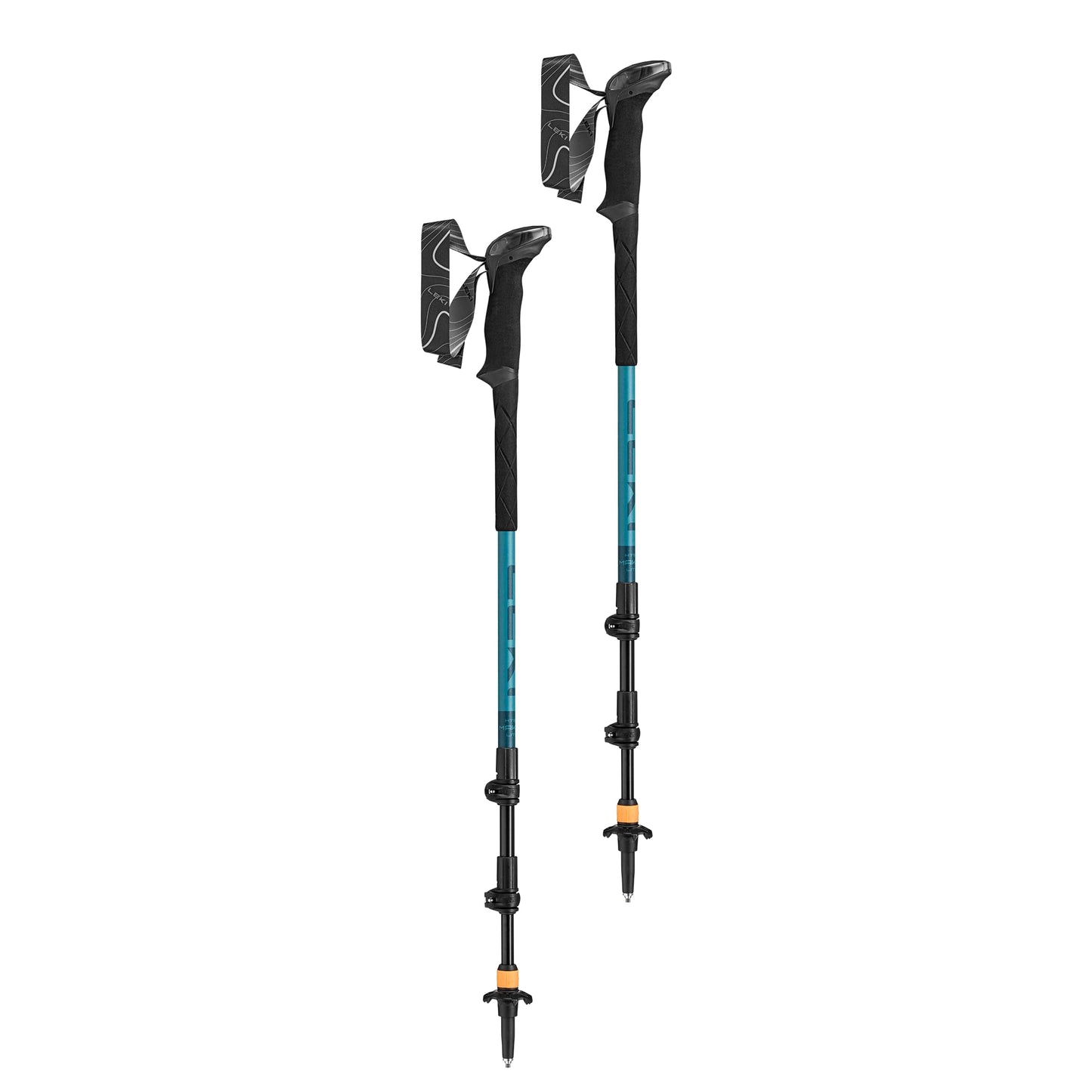 LEKI Makalu Lite AS Trekking Poles - Aluminum Collapsible Lightweight Walking Poles for Hiking - Greenblue Light-Greenblue Dark - 100-135 cm