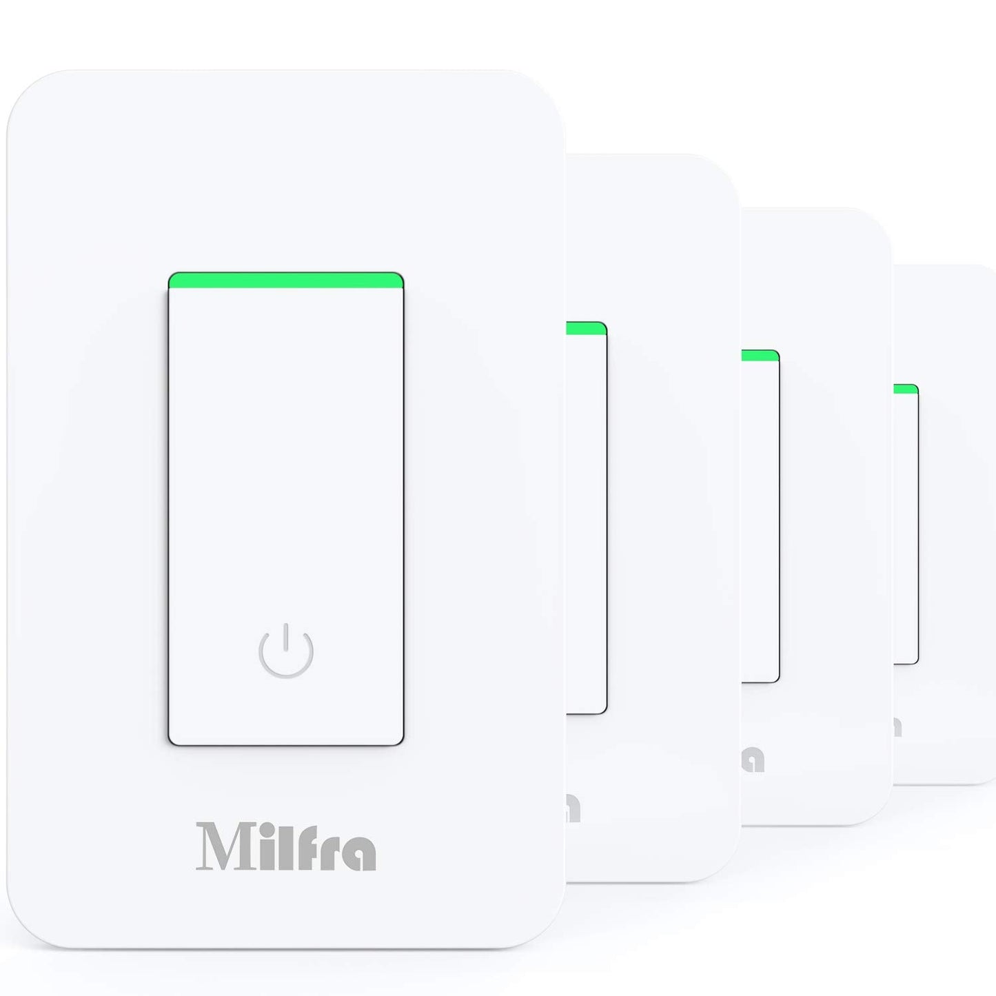 Milfra Smart Light Switch-Smart WiFi Switch 2.4Ghz Compatible with Alexa, Google Assistant,Remote Control/Voice Control and Schedule, Neutral Wire Required, Single-Pole, No Hub Required (4 Pack)