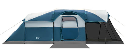 Portal 8 Person Family Camping Tent with Screen Porch, Waterproof Tunnel Tent with Raifly, Large Tents for Outdoor Camping, Yard