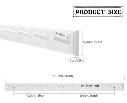 horkmous 2PCS Coat Rack Wall Mounted, Long 38'' Wooden Wall Coat Hooks with 10 Pegs, Wall Peg Rail Hangers for Hanging Towels, Hats, Backpacks, Clothing, Caps(White)