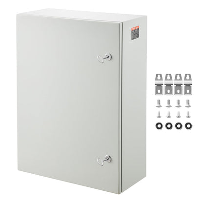 VEVOR Steel Electrical Box, 28 x 20 x 10 in, Cold Rolled Steel Electrical Enclosure Box, Wall-Mounted Outdoor Electrical Electronic Equipment Enclosure with Mounting Plate Hinges Lock, IP66 Waterproof