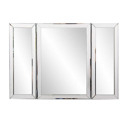 Howard Elliott Collection Tripoli Trifold Vanity Mirror 3 Way TableTop Bedrooms, Bathroom, Makeup Portable Cosmetic & Makeup Mirror with Beveled Edges Tri-fold Mirror, 31 Inch x 21 Inch