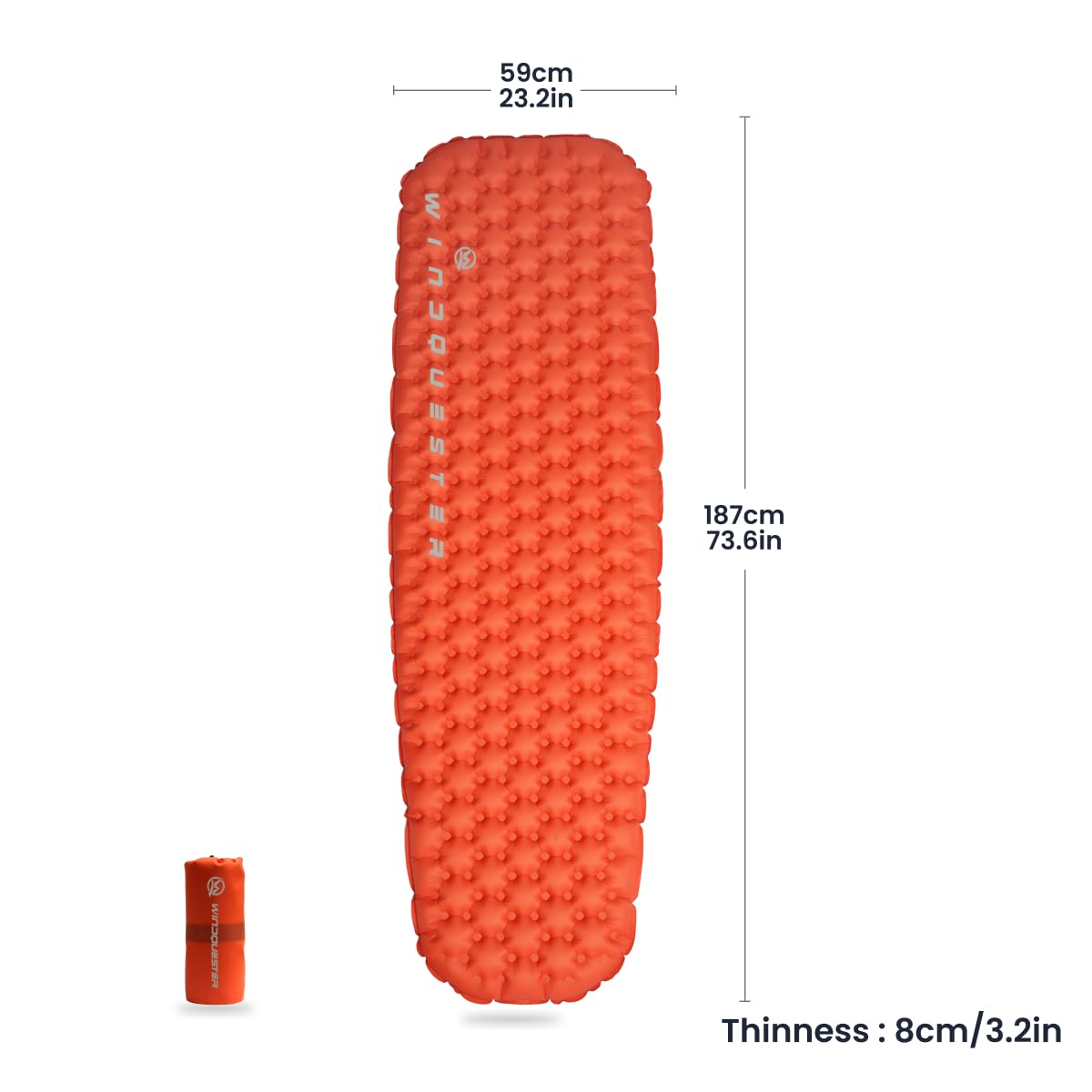 WINDQUESTER Elevate X Inflatable Sleeping Pad – 4-Season Lightweight Camping Mattress, ASTM R-Value 7.5, Durable Waterproof Nylon, Compact Backpacking Sleeping Mat for Winter Trekking & Extreme Cold
